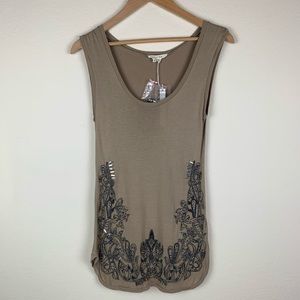 NWT Renzo + Kai Womens Sleeveless Beaded Brown XS